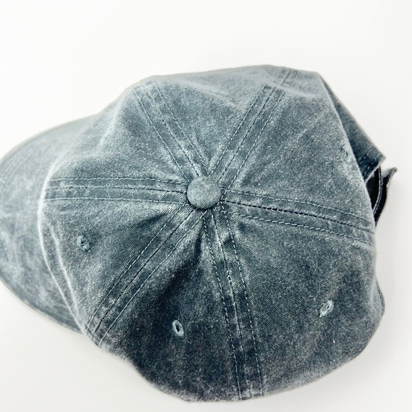 ANVIL |🧢 Vintage-Style Washed Gray Blue Faded Plain Adjustable Baseball Cap - Picture 5 of 7